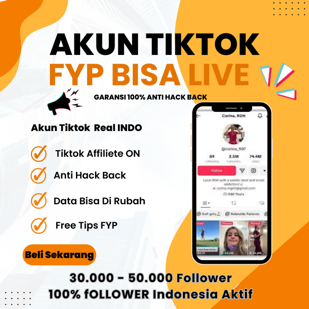 Jual Jual Akun Tiktok Follower 30.000 -50.000 Follower Aktif Bisa Affiliate  dan Live | Shopee Indonesia