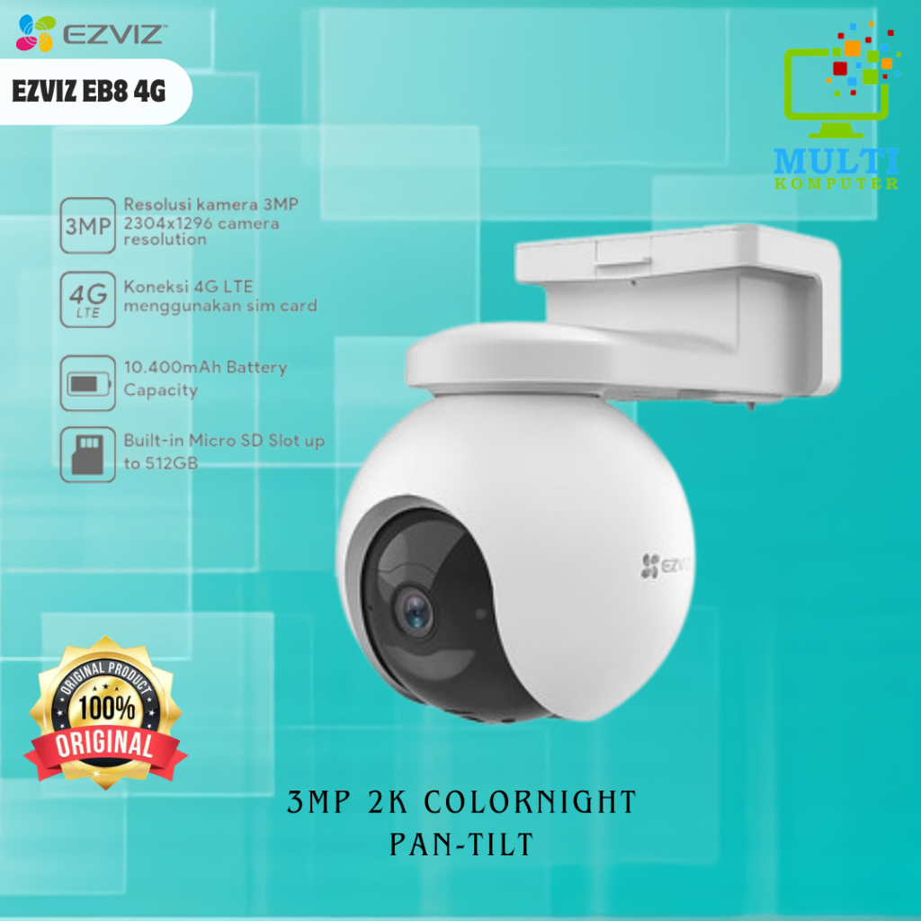 Jual CCTV EZVIZ EB8 4G 3MP 2K COLORNIGHT PAN-TILT 10400MAH 4G LTE ...