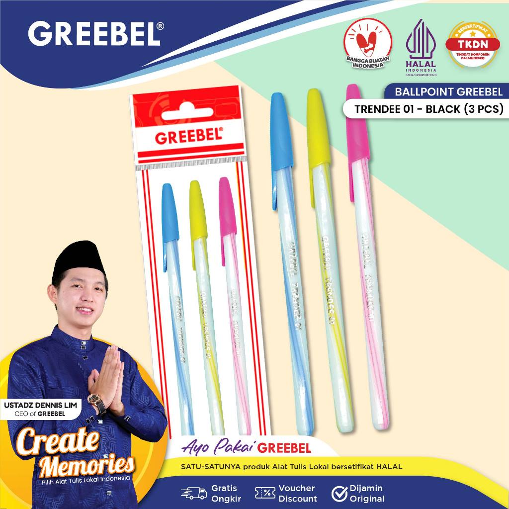 Jual Greebel Pulpen Ballpen Trendee Tinta Hitam Pcs Set