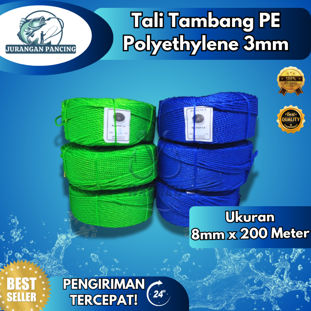 Jual Tali tambang Plastik PE ukuran 3mm/Plastic Rope HDPE Polyethylene ...