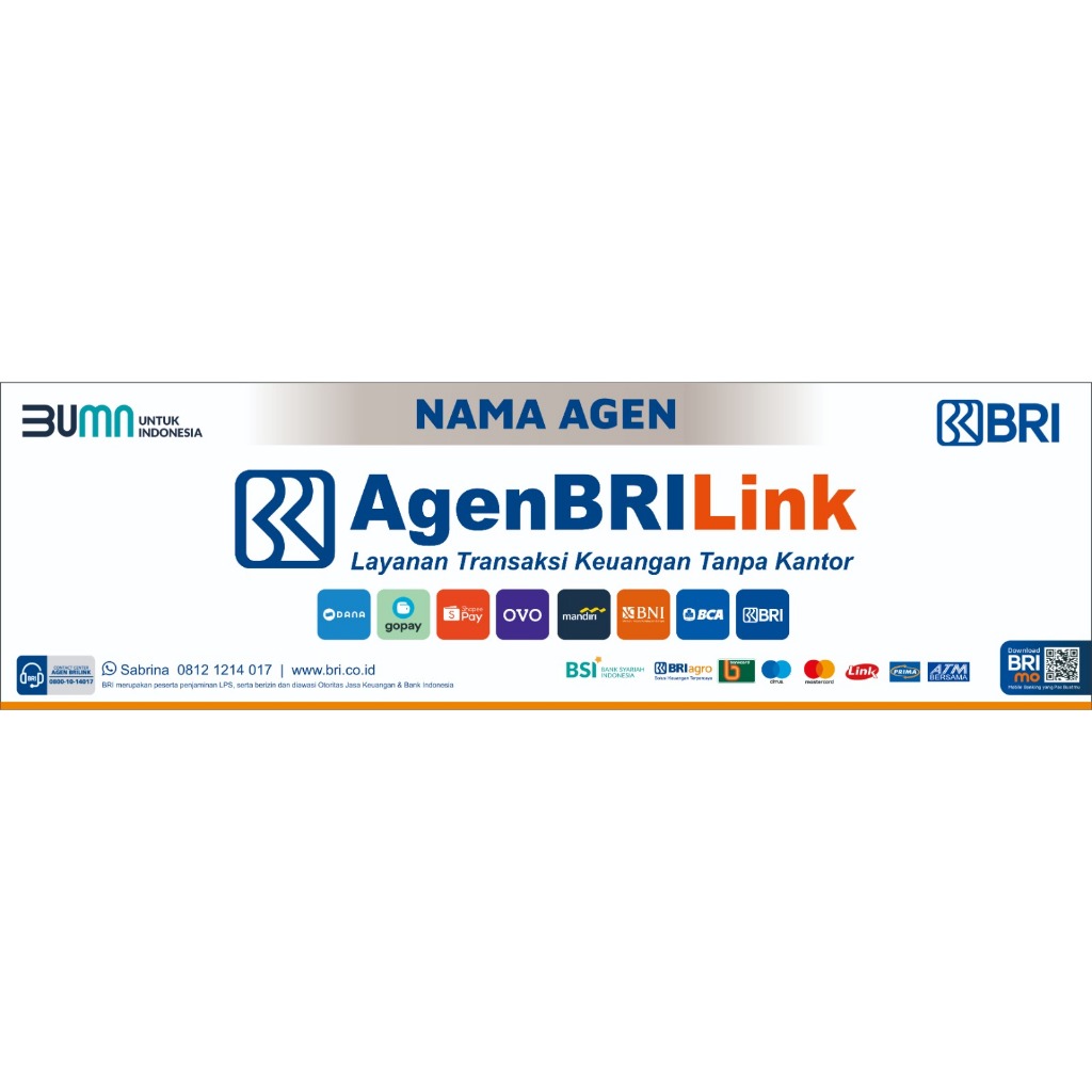 Jual BANNER FLEXY MEJA AGEN BRILINK MODEL 13 ( CUSTOM NAMA KONTER ...