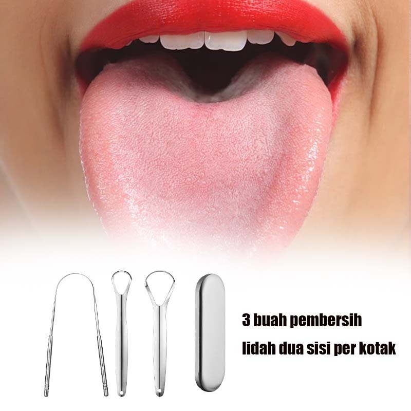 Jual 3pcs Alat Pembersih Lidah Dewasa Stainless Steel Scraper Tounge ...