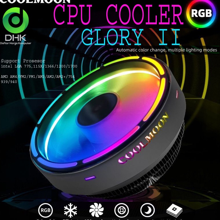Jual Fan Prosesor Coolmon Glory II ARGB otomatis Cpu Cooler p D1V8 ...