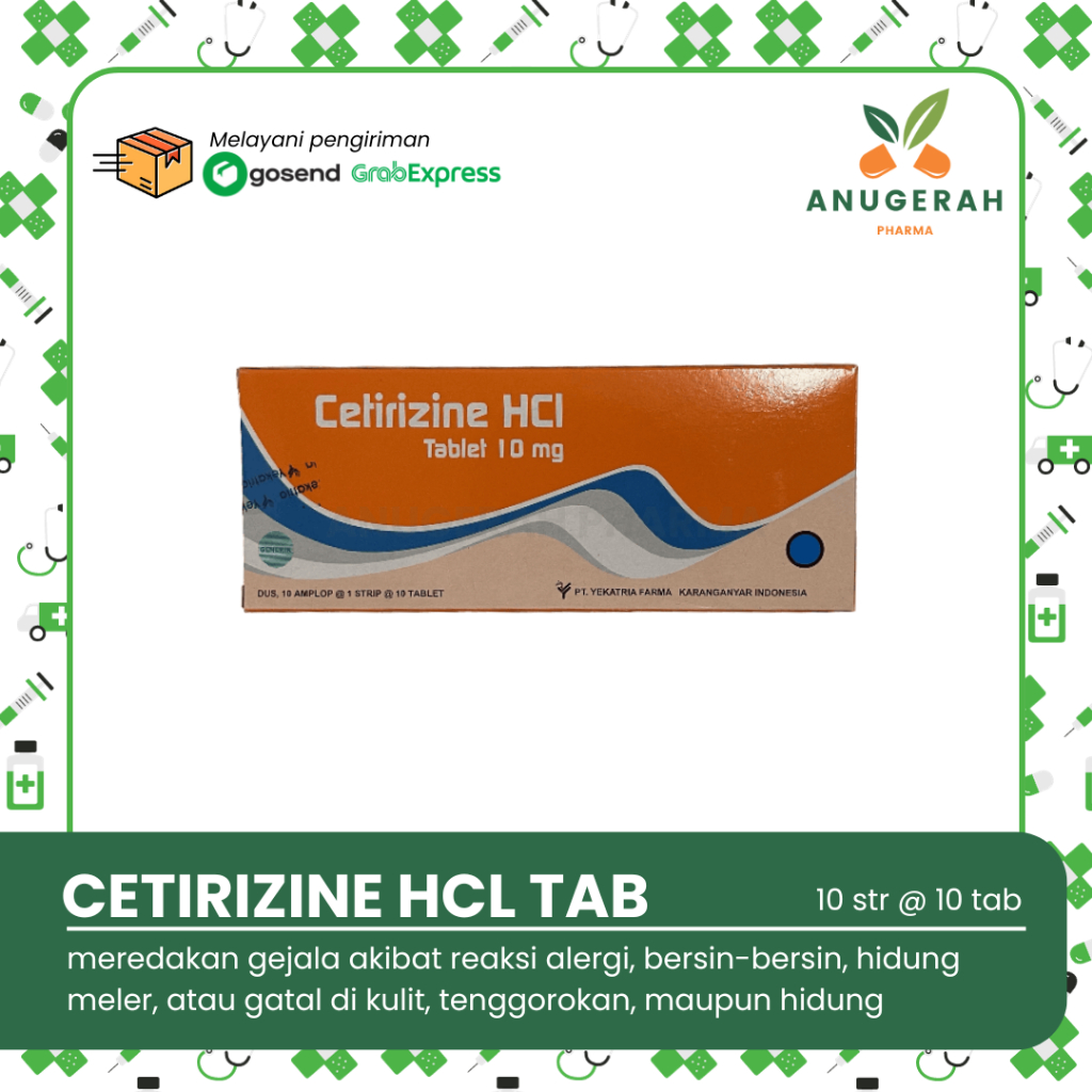 Jual Cetirizine HCI 10mg Box isi 100 Tab Yekatria | Obat Alergi ...