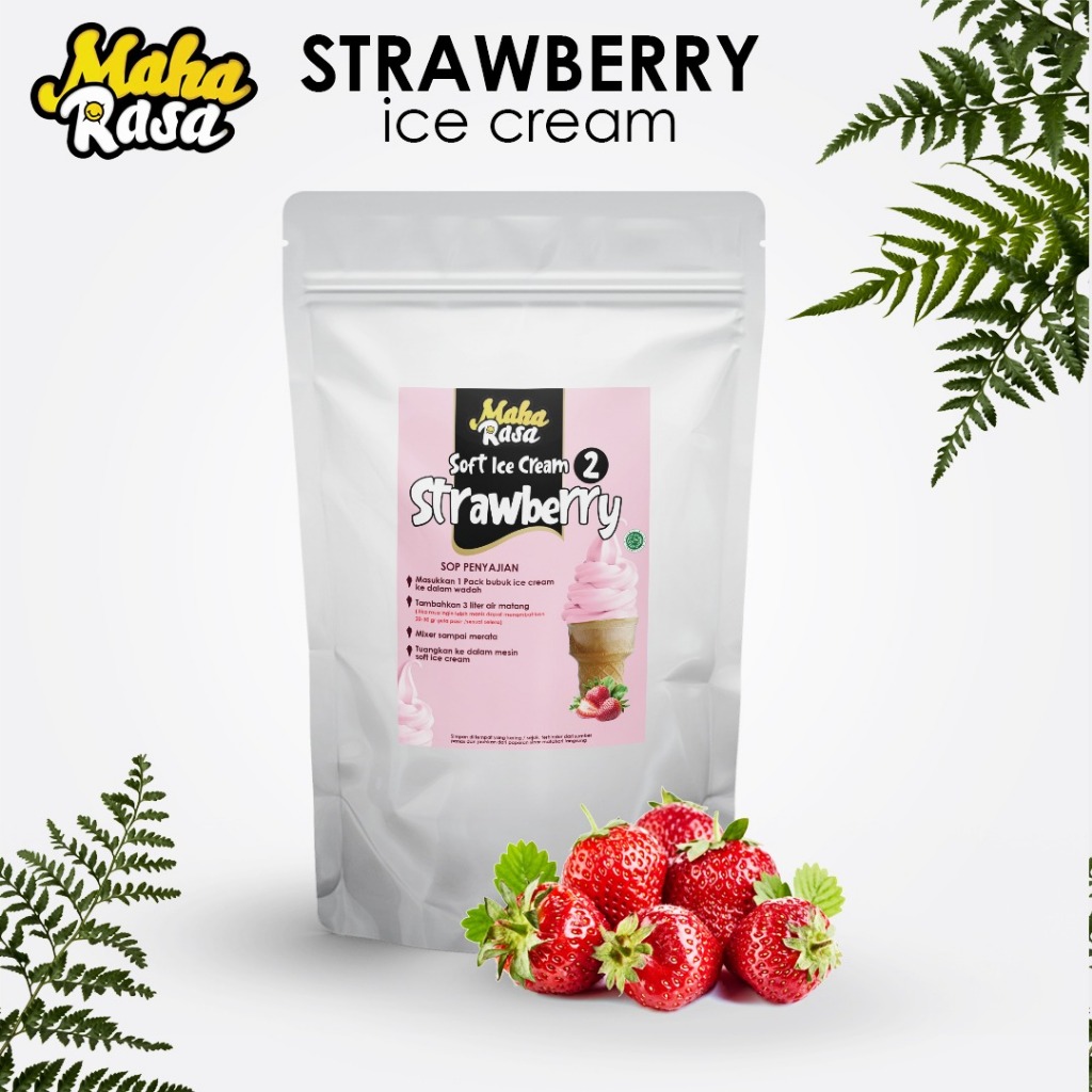 Jual Maha rasa Bubuk Ice cream Rasa Strawberry Premium Soft Ice Cream 2 ...