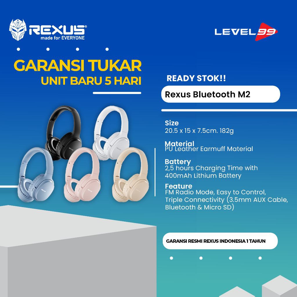 Jual REXUS M2 BLUETOOTH WIRELESS Headphone | Shopee Indonesia