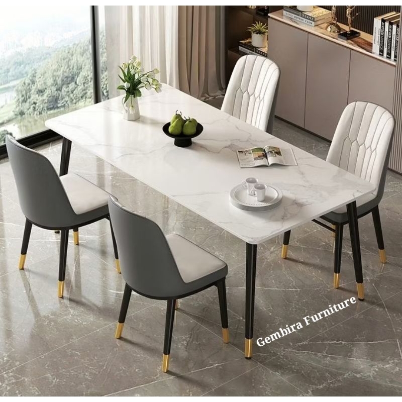 Jual Meja makan dining set table marmer marble besi custom gold promo ...