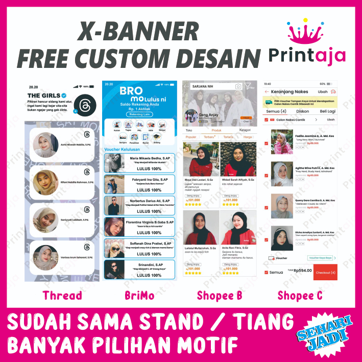 Jual (FREE DESAIN) XBANNER + TIANG | WISUDA | WEDDING | UMKM | BIRTHDAY ...