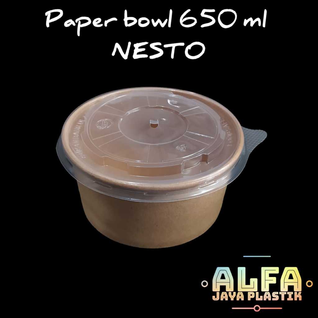 Jual Paper Bowl 650ml / NESTO / Paper Rice Bowl Kraft | Shopee Indonesia