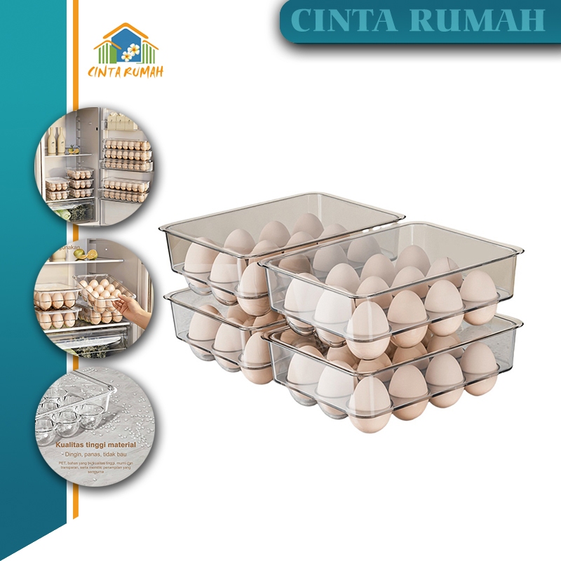 Jual Rak Penyimpanan Telur Transparan Kotak Penyimpanan Telur Kulkas ...