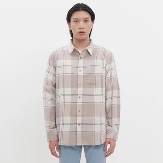 M231 Kemeja Pria Flannel Panjang Cream 0302