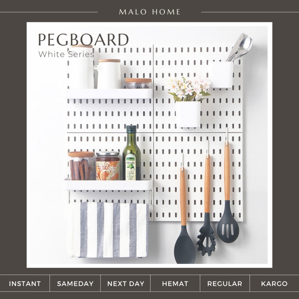 Jual MALOHOME - PEGBOARD WHITE SERIES Wall Shelf Board Household ...