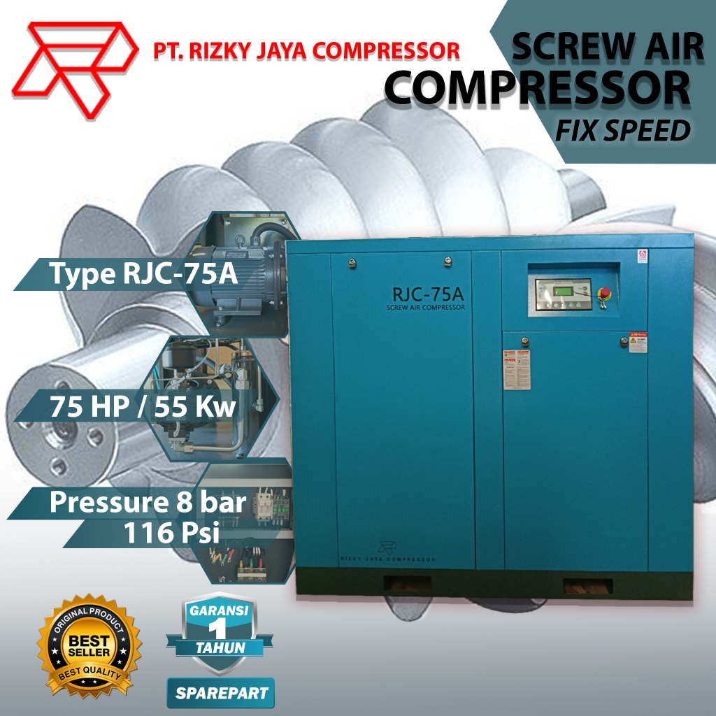 Jual Kompresor Angin 75 hp RJC Kompresor Udara Screw 55 kw Fix Speed ...