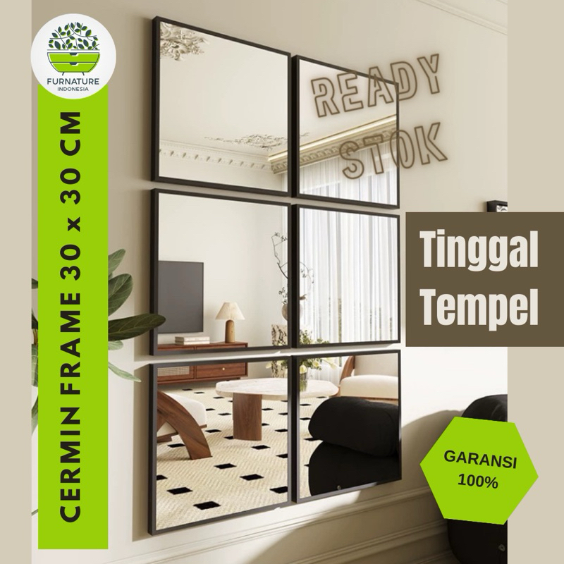Jual cermin frame aesthetic ukuran 30 x 30 cm cermin dinding kaca asli ...