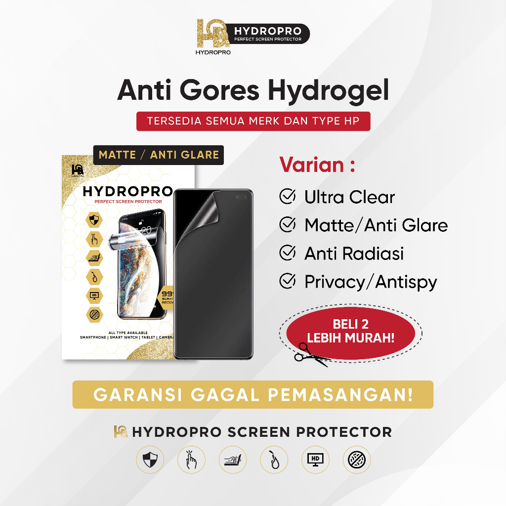 Jual Anti Gores Hydrogel Anti Radiasi Blue Light Semua Tipe HP