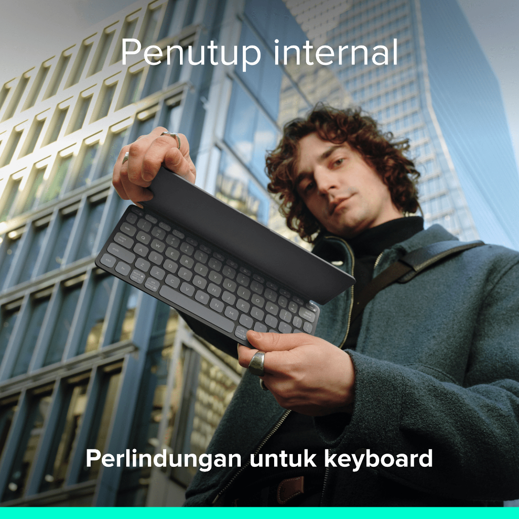 Logitech Keys-To-Go 2 Keyboard Bluetooth, Wireless (Nirkabel), Portable, Desain Ramping dengan Penutup Internal dan kompatibel  untuk Windows, Android (4)
