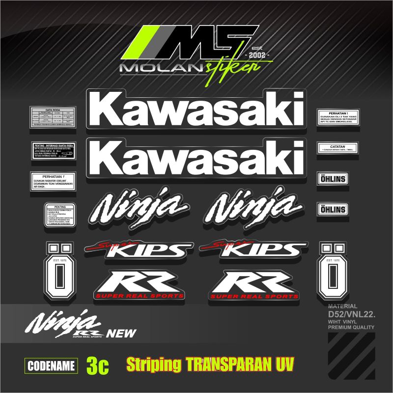 Jual Sticker Striping Variasi Transparan Uv Ninja Rr New 150 2Tak ...