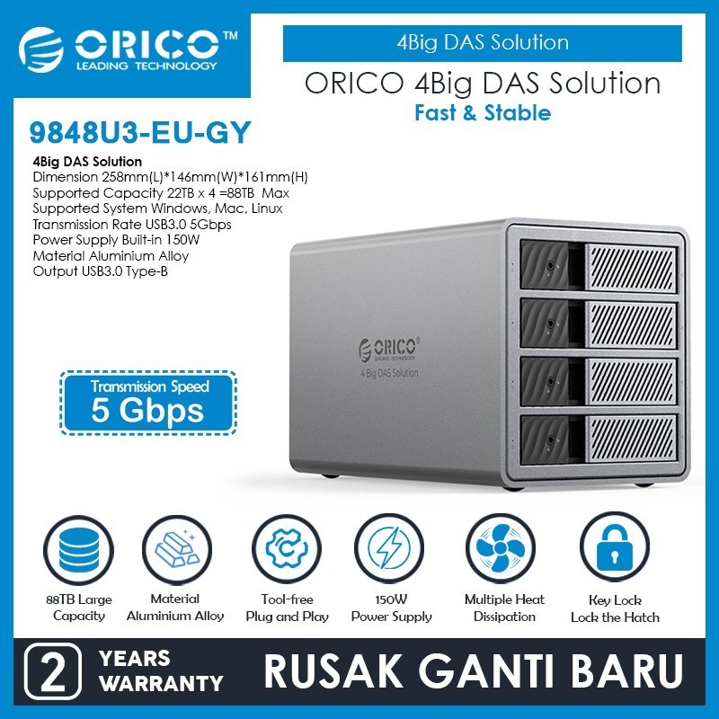 Jual 4 Big DAS Solution ORICO 9848U3 4 Bay Multibay 5Gbps HDD SSD