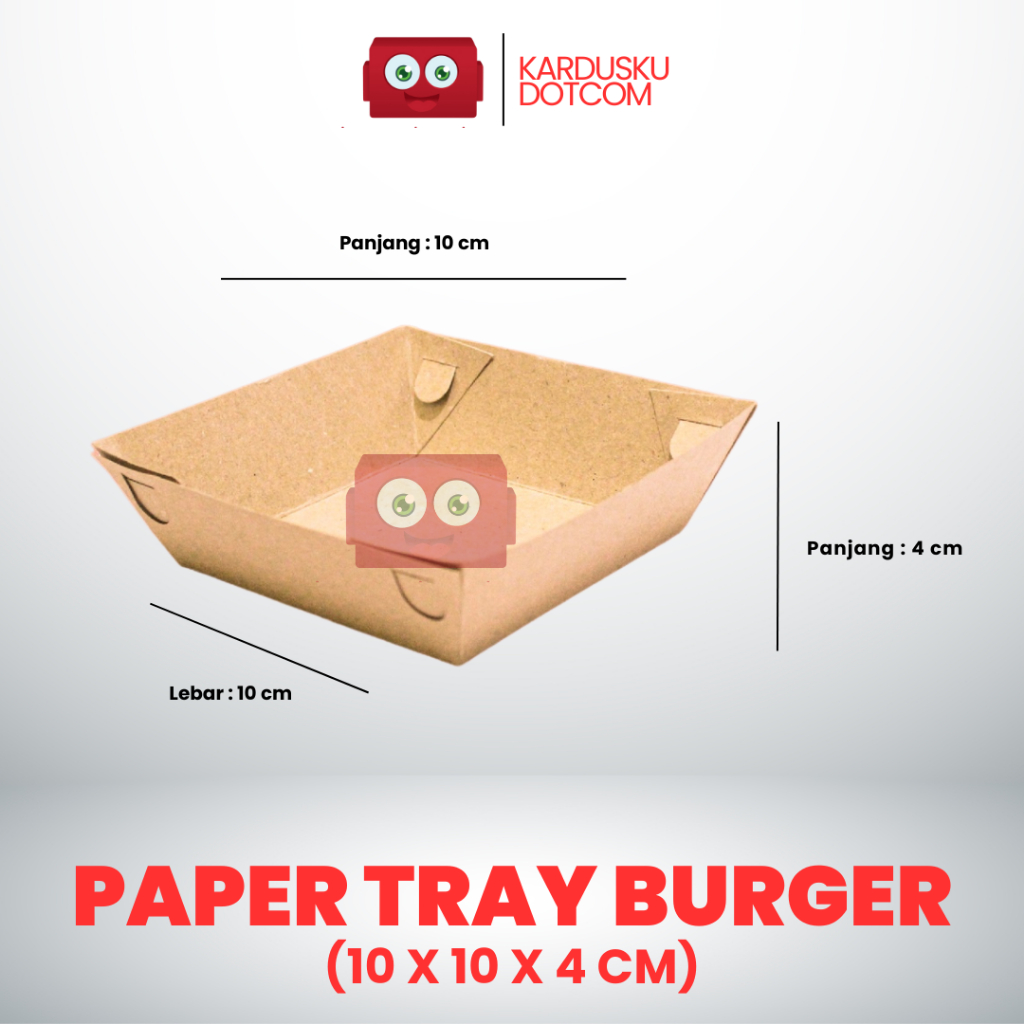 Jual Paper Tray Box Burger Kraft Ukuran 10 x 10 x 4 cm / Alas Makanan ...