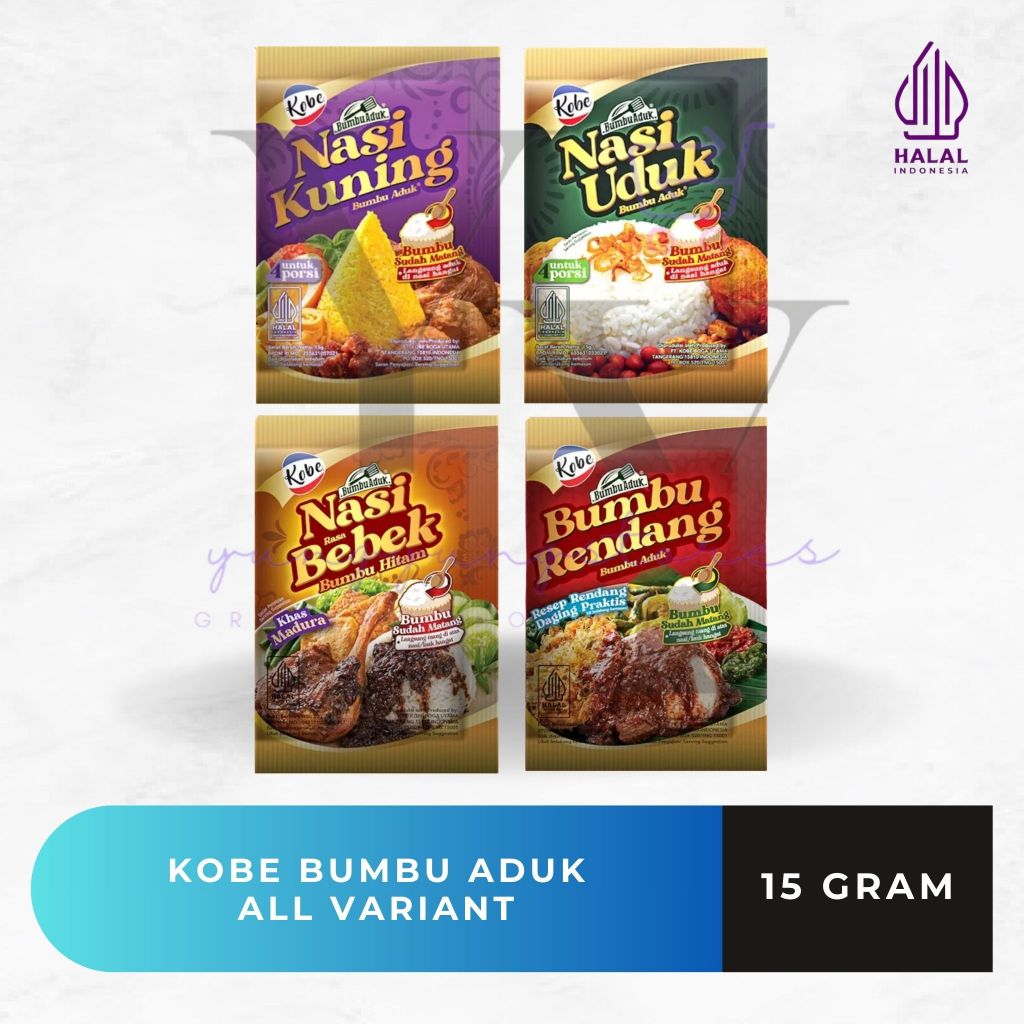 Jual Kobe Bumbu Aduk Nasi Uduk / Kuning / Bebek / Rendang 15 / 20 gram ...