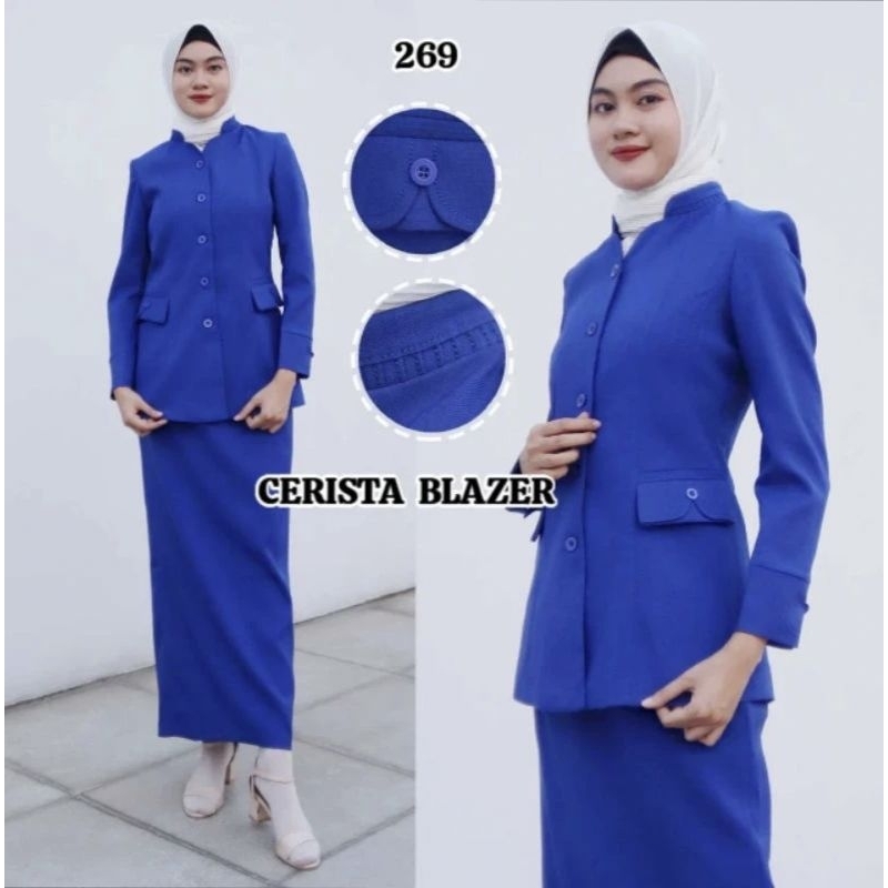 Jual Setelan Baju Dinas Biru Elektrik/Biru BCA /Blazer Biru Elektrik ...