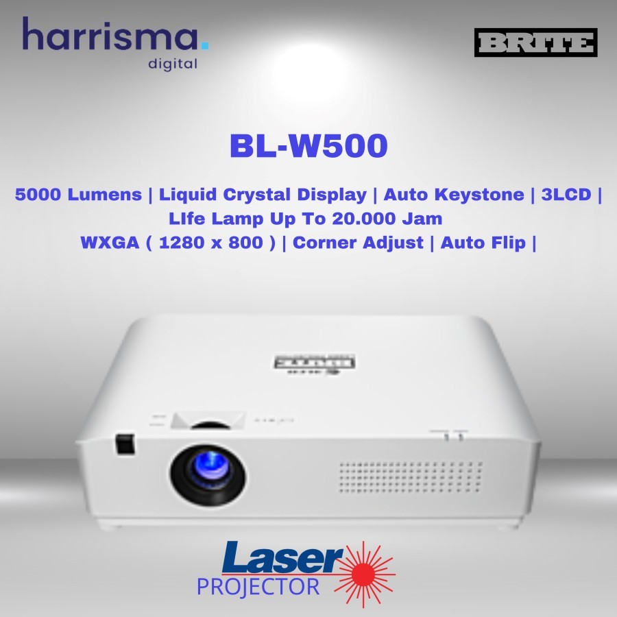 Jual BRITE Laser Projector BL-W500 [5000 Lumens | WXGA | Wirreles ...
