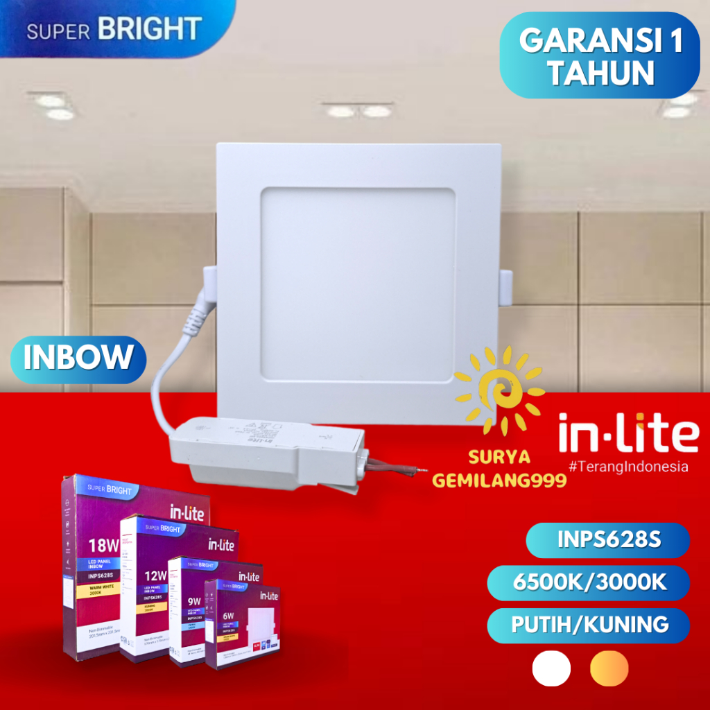 Jual INLITE - LAMPU PANEL IB KOTAK 6W 9W 12W 18W INLITE INPS628S PUTIH ...