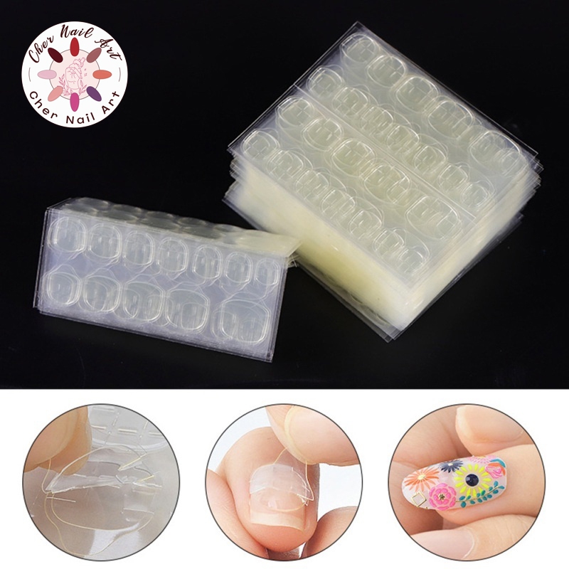 Stiker Lem Kuku Palsu / Gel Nail Double Tape Silicon 1Lembar isi 24pcs Transparan Kuat High Quality