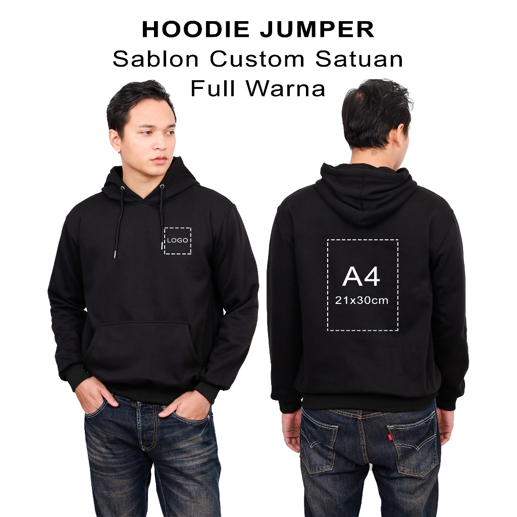 Jual Sweater hoodie jumper Sablon custom satuan full warna