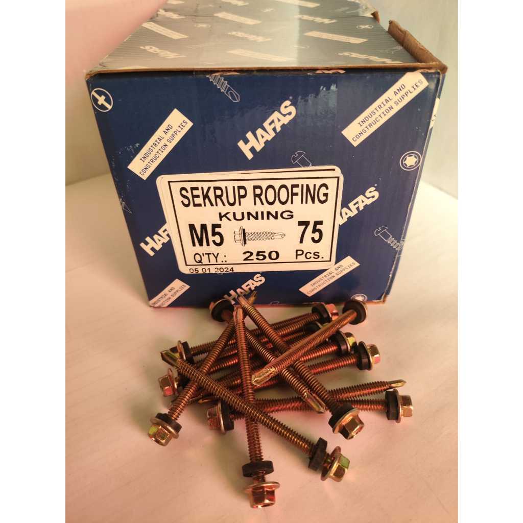Jual Sekrup roofing kuning M5 x 75 Hafas Per Kotak // SDS 12 x 75 ...