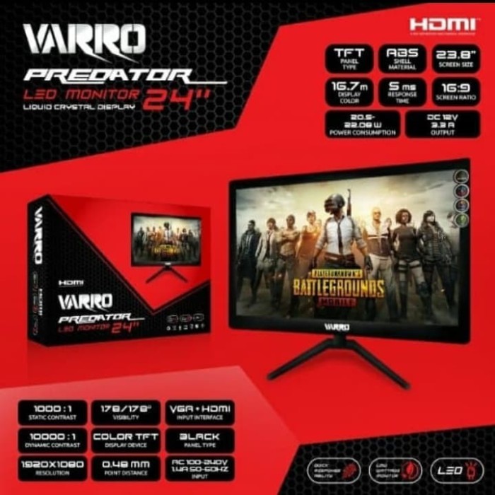 Jual LED VARRO PREDATOR 24INCH FULL HD 1080P 60HZ | Shopee Indonesia