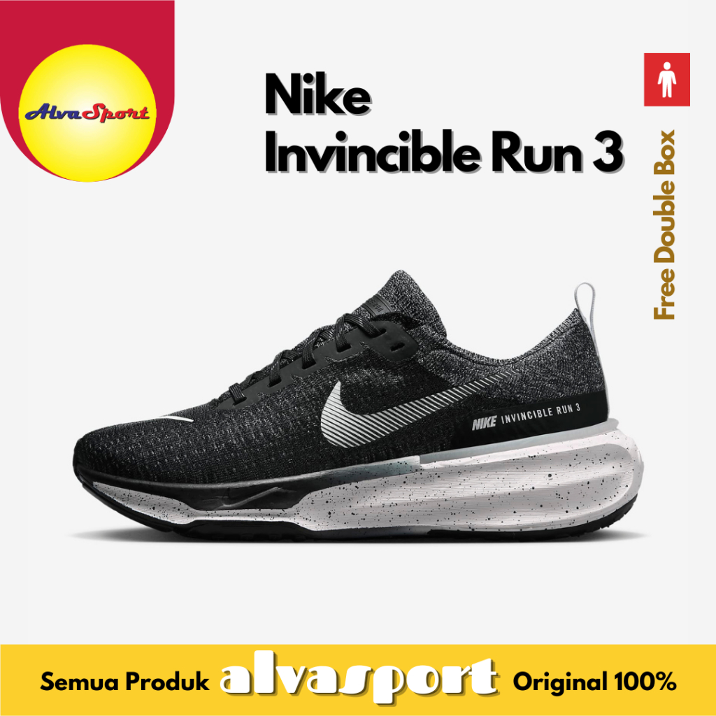 Jual Sepatu Lari / Running Nike ZoomX Invincible Run FK 3 Black White ...