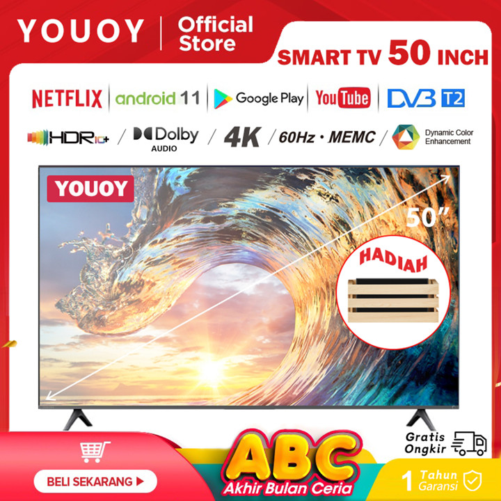 Smart TV 50 Inch 4K UHD Android TV - Android OS 12.0 - 4K UHD - WiFi/Netflix/You