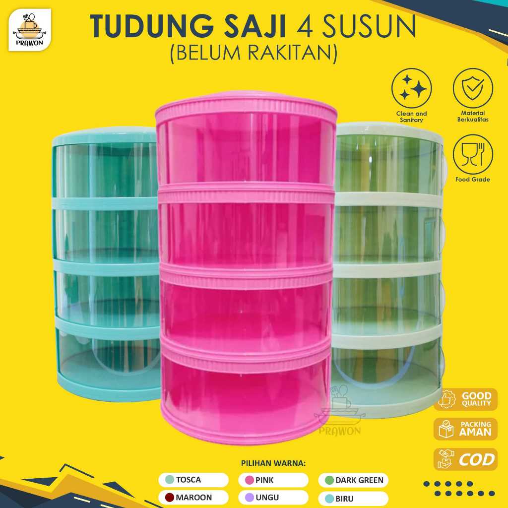 Jual Tudung Saji 4 Susun Rak Penyimpanan Makanan Tempat Lauk Susun Set ...