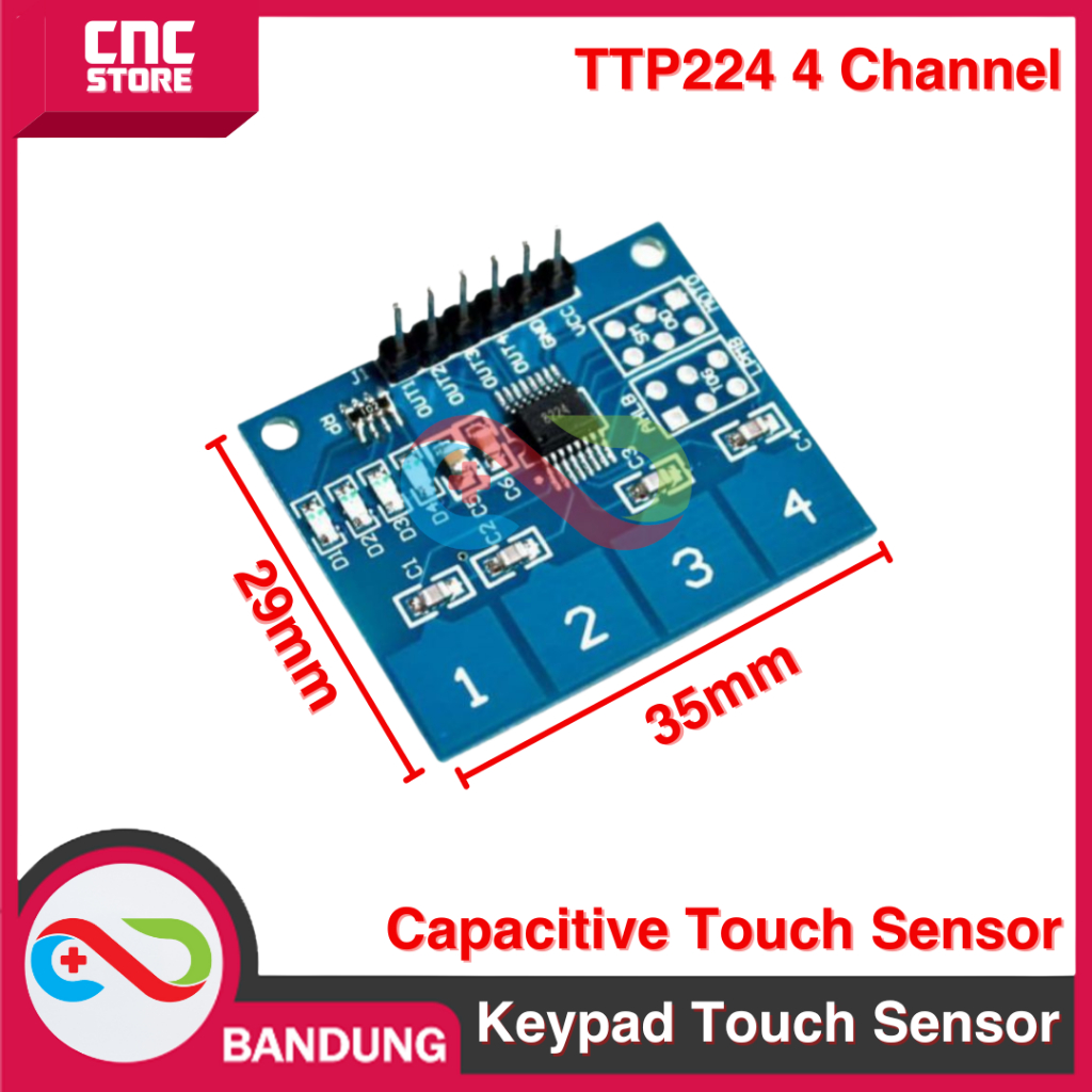 Jual KEYPAD DIGITAL CAPACITIVE SWITCH TOUCH SENSOR TTP226 8 CHANNEL ...