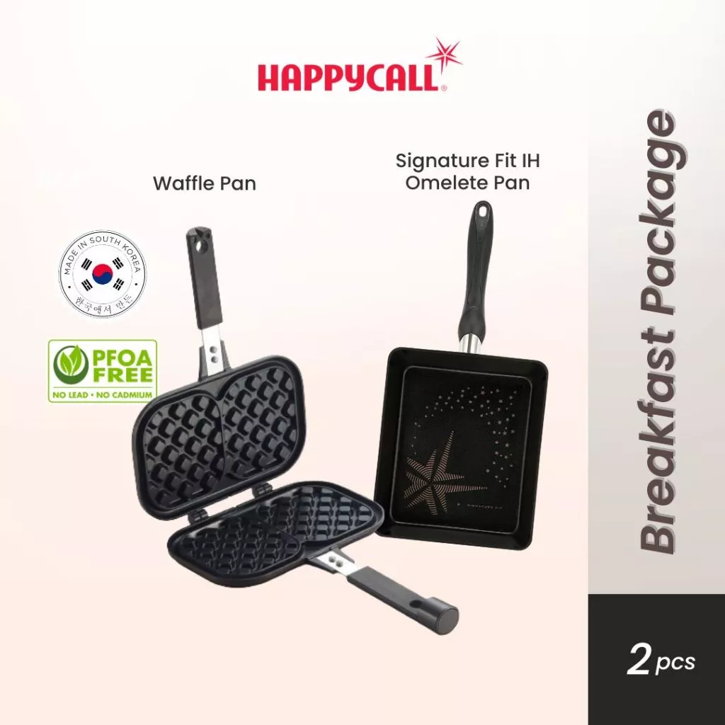 Happycall Breakfast Package Waffle & Omelet Diamond Pan Induksi - Pan Cetak Waffle dan Omelete Anti Lengket