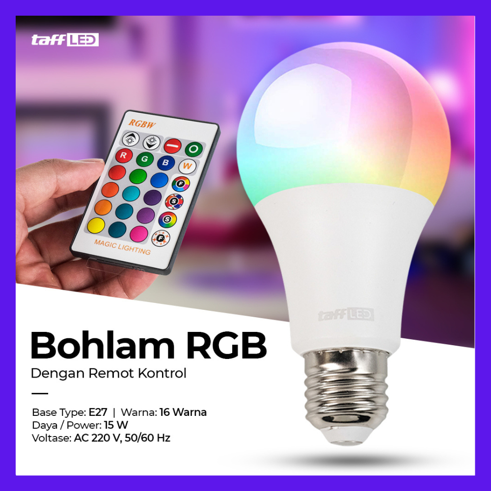Jual TaffLED Lampu Bohlam RGB 15W E27 dengan Remote Control - B5 ...