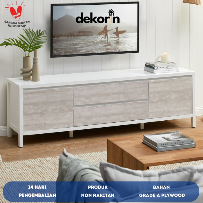 Jual Meja TV Minimalis Modern 2 Pintu 2 Laci Non Rakitan Bisa Custom ...