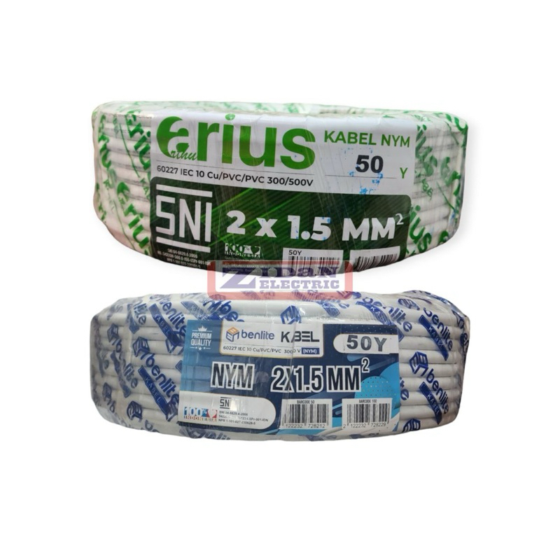 Jual Kabel Listrik NYM 2x1,5 50M SNI Kawat Tembaga Asli / Kabel NYM 2x1 ...