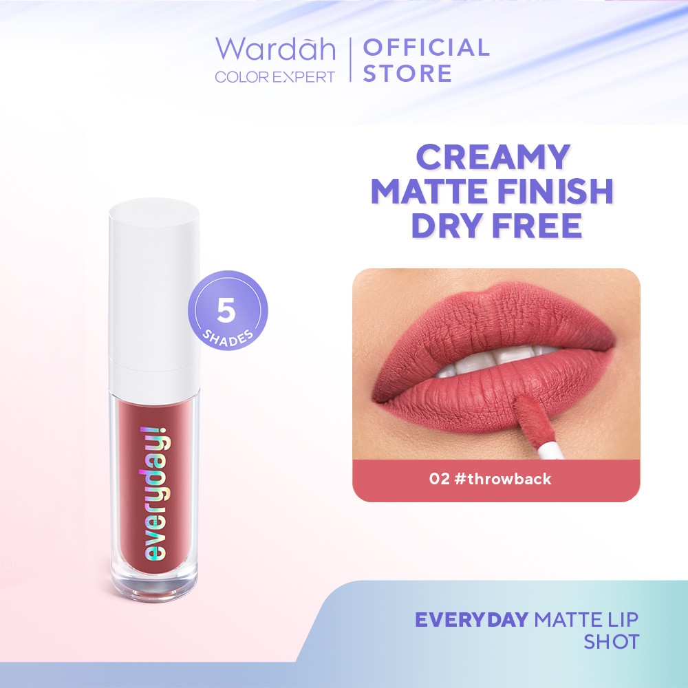 WARDAH Everyday! Matte Lip Shot 2.2 g - Lipcream dengan Tekstur Creamy, Hasil Akhir Matte, Quick Set - Mengandung Vitamin C dan Antioksidan - Makeup