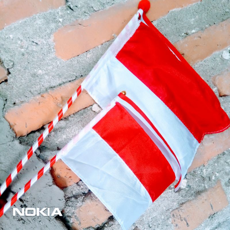Bendera tangan stik hias kain merah putih HUTRI dirgahayu 17 Agustus festival karnaval kemerdekaan