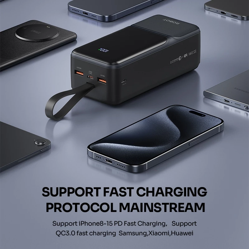 ROBOT Powerbank Fast Charging 22.5W 40.000mAh Real Capacity 3 Port USB Type C RT40 Original - Garansi 1 Tahun