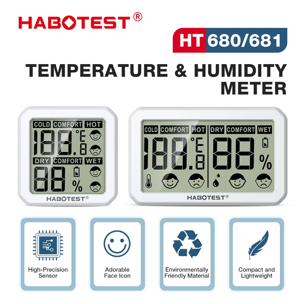 Jual HABOTEST HT680/HT681 Mini LCD Digital Thermometer Hygrometer ...