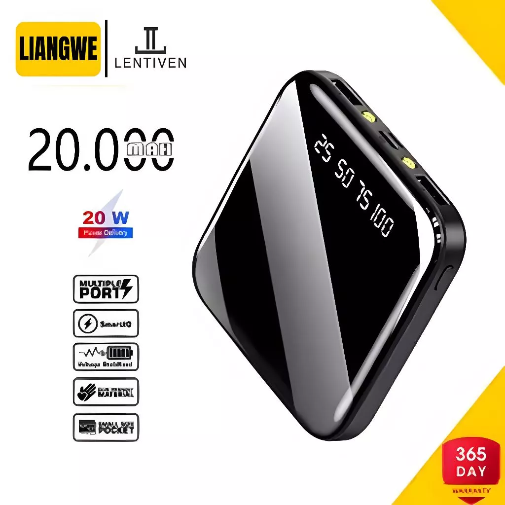 Liangwe lentiven powerbank 20000mah mini digital display fast charging