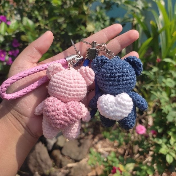 Jual [Handmade] Bear Couple Lovely Runner Crochet Keychain