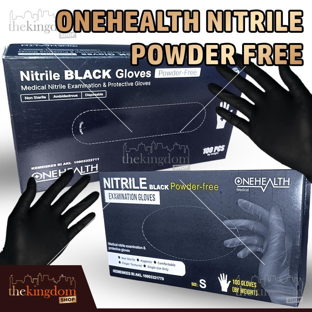 Onehealth Nitrile Gloves PF Powder Free /100 Medical Examination Handscoon  Sarung Tangan Medis Nitril Tanpa Bedak