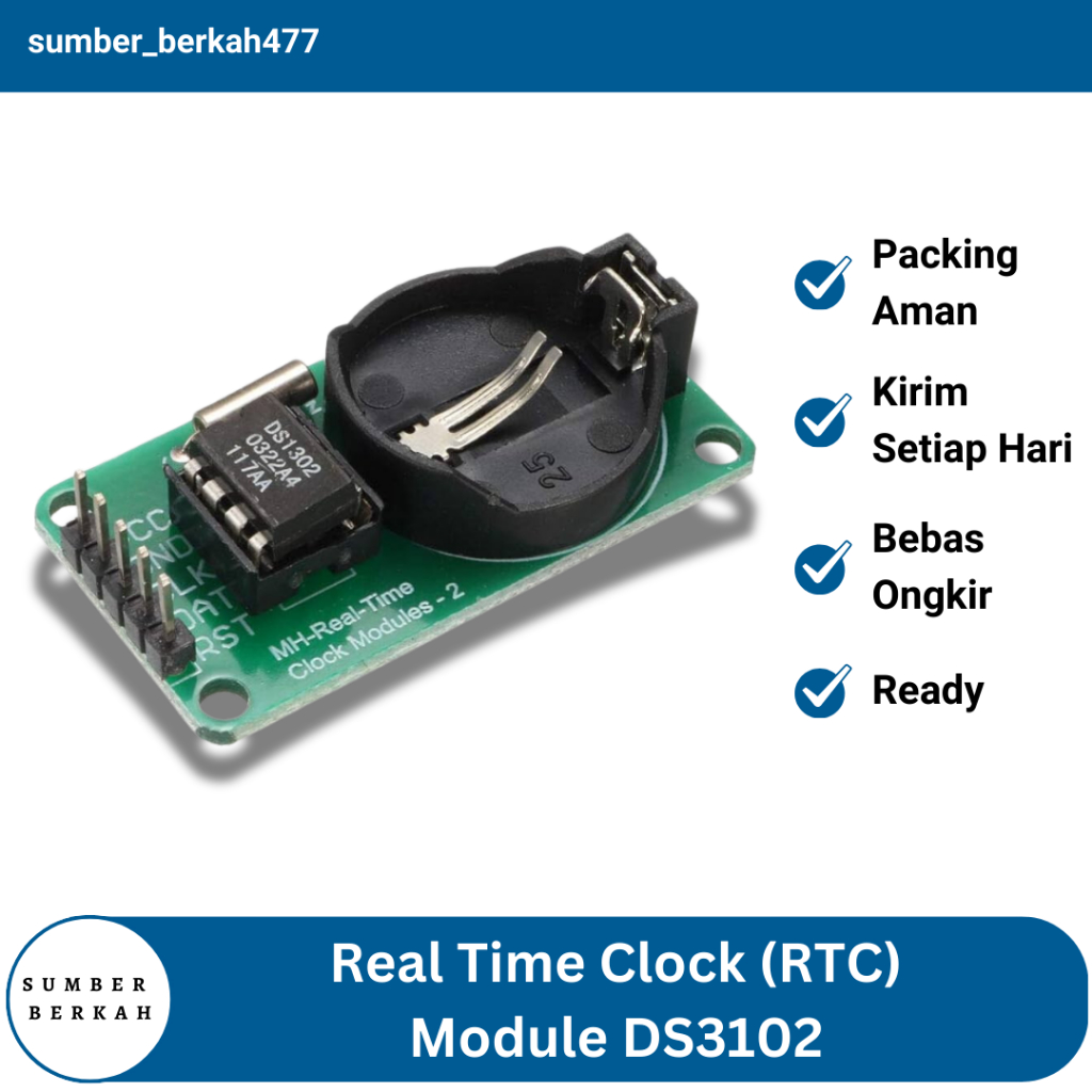 Jual RTC DS3102 REAL TIME CLOCK I2C ARDUINO UNO MEGA + BATTERY MODULE ...