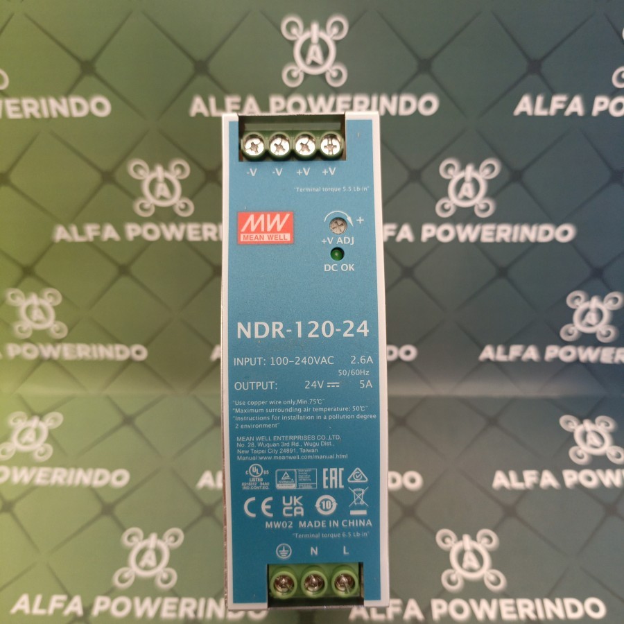 Jual MEAN WELL MEANWELL NDR-120-24 (120W 24V 5A) Industrial DIN RAIL ...