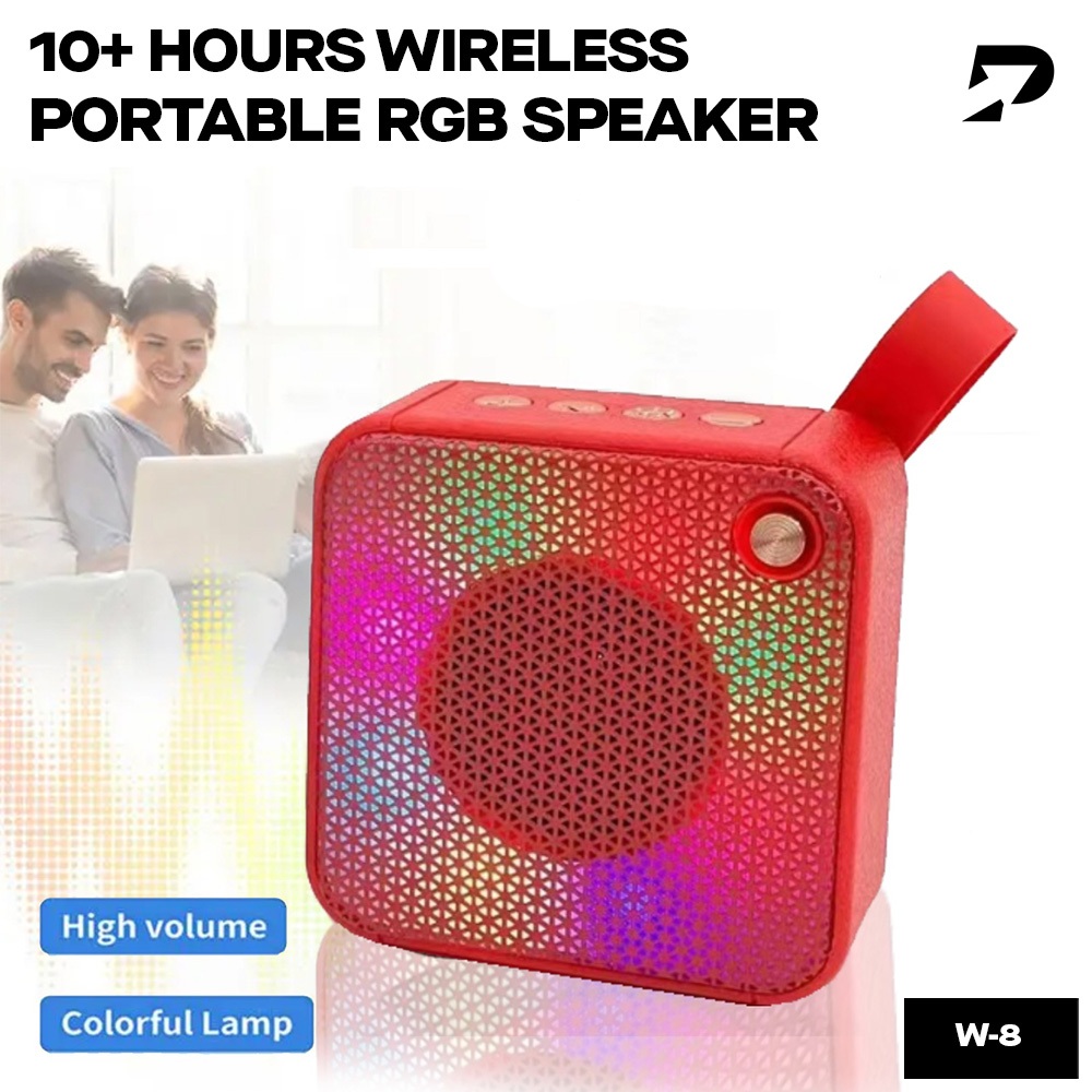 Jual WIRELESS BLUETOOTH SPEAKER RGB LED LIGHTS BASS PORTABLE W-8 ...