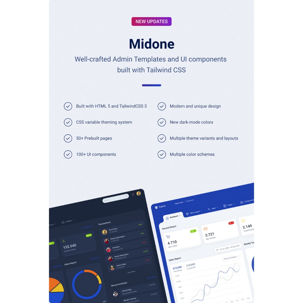 Jual Midone - HTML Admin Dashboard Template | Shopee Indonesia